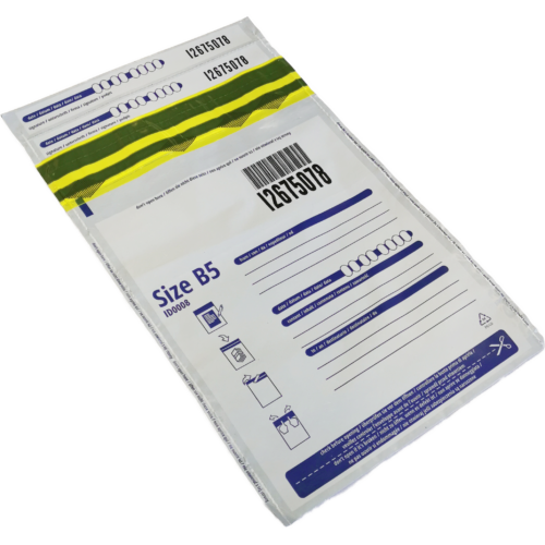 Sikkerhetspose, Hvit - 180×250mm+2x25mm kvitteringsdel - SCS402-525