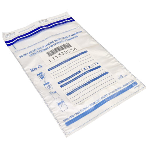 Sikkerhetspose, Transparent - 310×460mm+2x25mm kvitteringsdel - SCS402-706